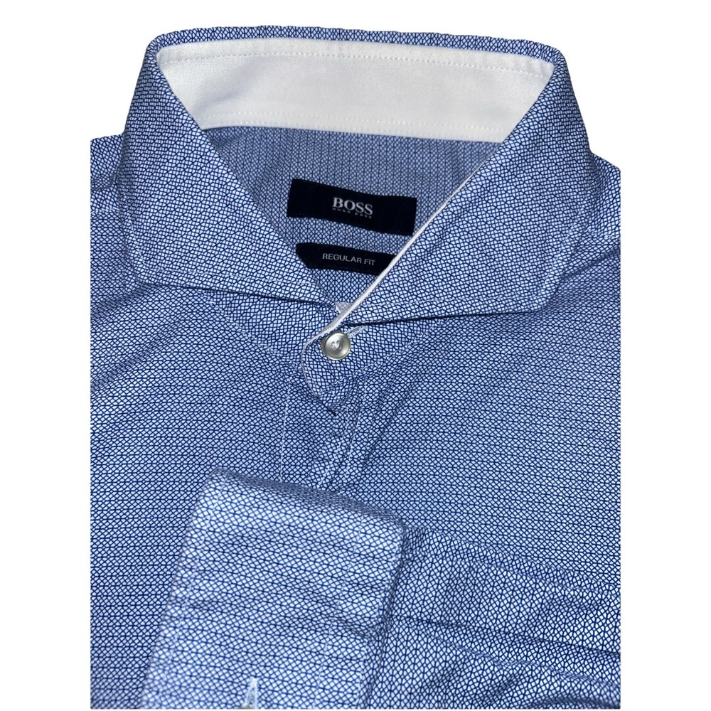 Hugo Boss Regular Fit Geometric Pattern, Lennie_2 Long Sleeve Button Up Shirt